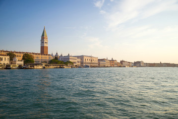 Fototapeta na wymiar Panorama of the historic center of Venice on a sunny day. Italy