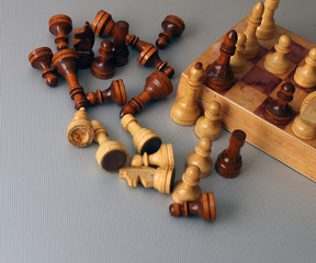 Chess pieces on the table.
