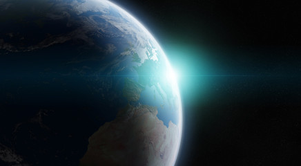 Fototapeta na wymiar View of blue planet Earth in space 3D rendering elements of this image furnished by NASA