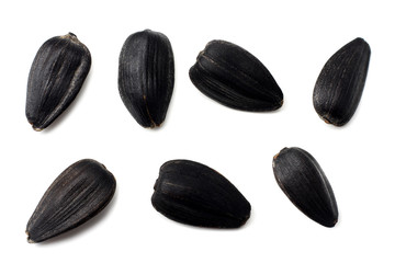 sunflower seeds isolated on white background. top view