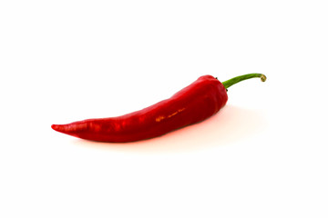Red chilly hot pepper on white