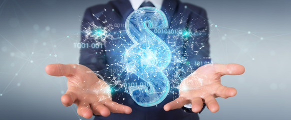 Businessman using 3D rendering digital paragraph law symbol