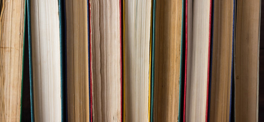 The side of the stacked books. Can Be Used Like Back Background