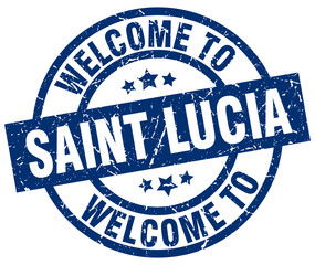 welcome to Saint Lucia blue stamp