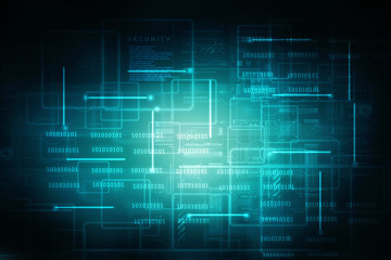 2d illustration Abstract futuristic electronic circuit technology background