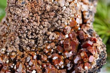 Macro mineral stone Vanadinite on a white background close up