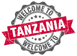 Fototapeta premium Tanzania round ribbon seal
