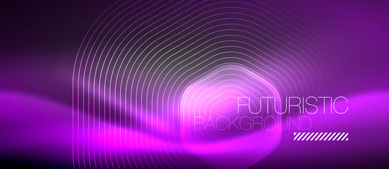 Neon glowing lines, magic energy space light concept, abstract background wallpaper design