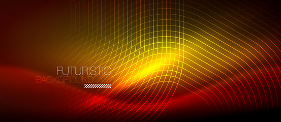 Neon glowing lines, magic energy space light concept, abstract background wallpaper design