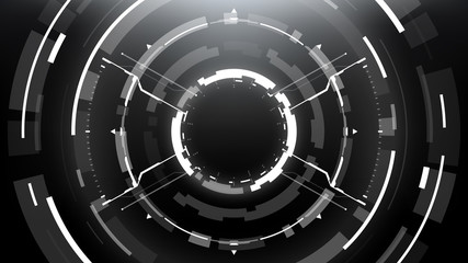 Futuristic Technology Abstract Circlular Background. Vector Science Fiction Hi-Tech Wallpaper	