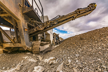 Machinery in a quarry for stone processing