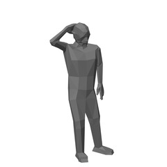 Standing low poly man. Isolated on white background.