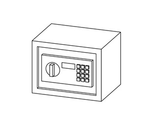 Safe icon with electronic lock. Vector outline illustration.