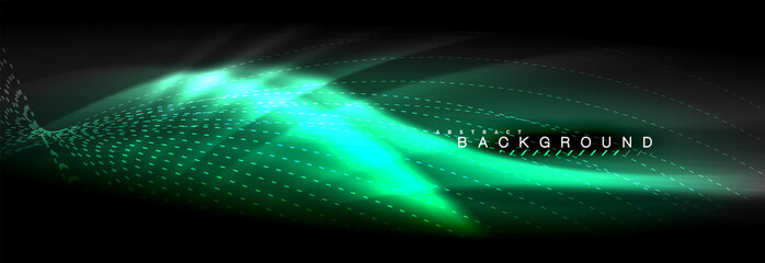 Liquid neon flowing waves, glowing light lines background
