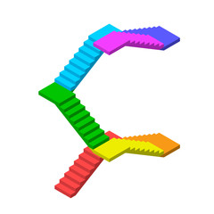 Staircase with levels. Isolated on white background. 3d Vector illustration.