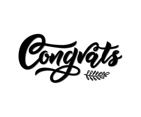 Congrats modern calligraphy hand lettering. Black color. Isolated