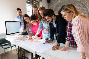 Startup Teamwork Brainstorming Meeting concept in office