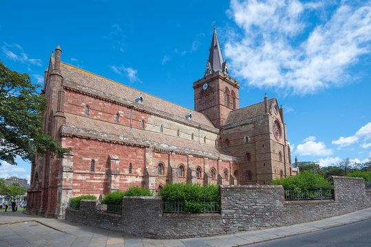 Romanesque-Norman Cathedral St. Magnus, 12th century, Kirkwall, Mainland, Orkney Islands, Scotland, Great Britain