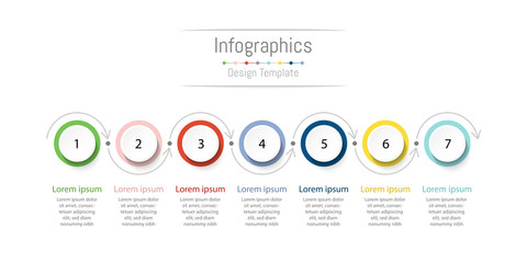 Infographic design elements for your business data with 7 options, parts, steps, timelines or processes. Vector Illustration.