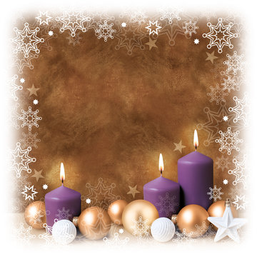 Christmas background with burning candles