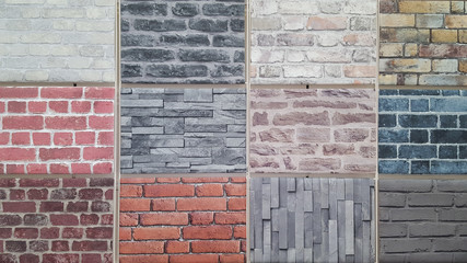 twelve stone and brick wall samples
