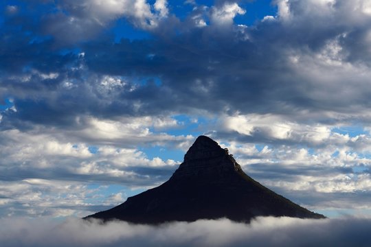 View from Camps Bay to Lion's Head, Cape Town, Western Cape, South Africa, Africa