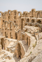 Naklejka premium Remains of Roman amphitheater in El Djem Tunisia
