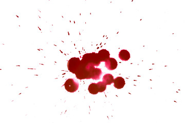 Splattered blood stain on white background