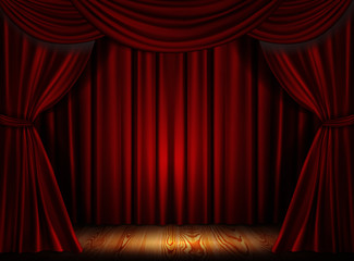 Red curtain.Vector illustration.