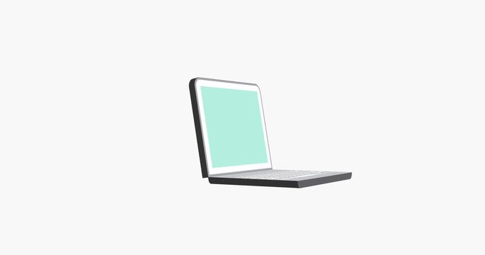 laptop icon in flat style rotating on white background