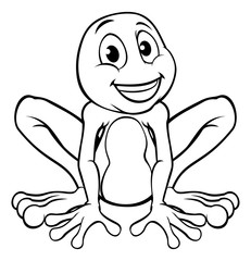 A frog cute cartoon character mascot in outline