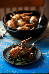 quail stuffed with porcini mushrooms.