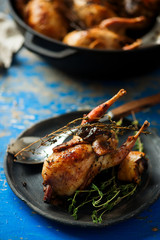 quail stuffed with porcini mushrooms.