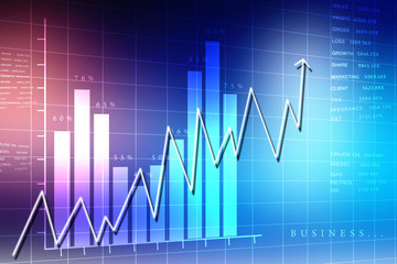 2d rendering Stock market online business concept. business Graph 