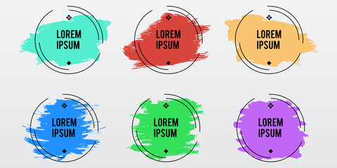 Trendy round frames on color pastel brush stroke,vector se