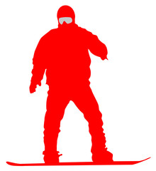 Red Snowboarder Flat Icon on White Background