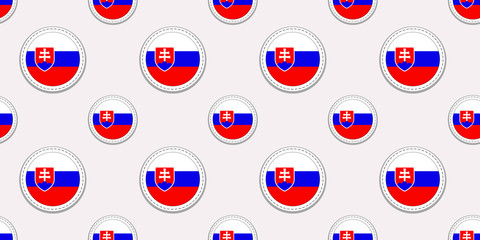Slovakia round flag seamless pattern. Slovak background. Vector circle icons. Geometric symbols. Texture for sports pages, competition, games, travelling, school design elements. patriotic wallpaper.