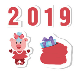 New Year 2019. Vector illustration.
