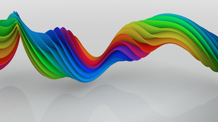 Rainbow spectrum twisted spiral shape 3D render illustration