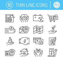 Thin line vector editable stroke icons set