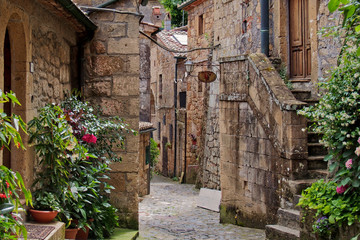 Pittoresque street in Sorano, Tuscany