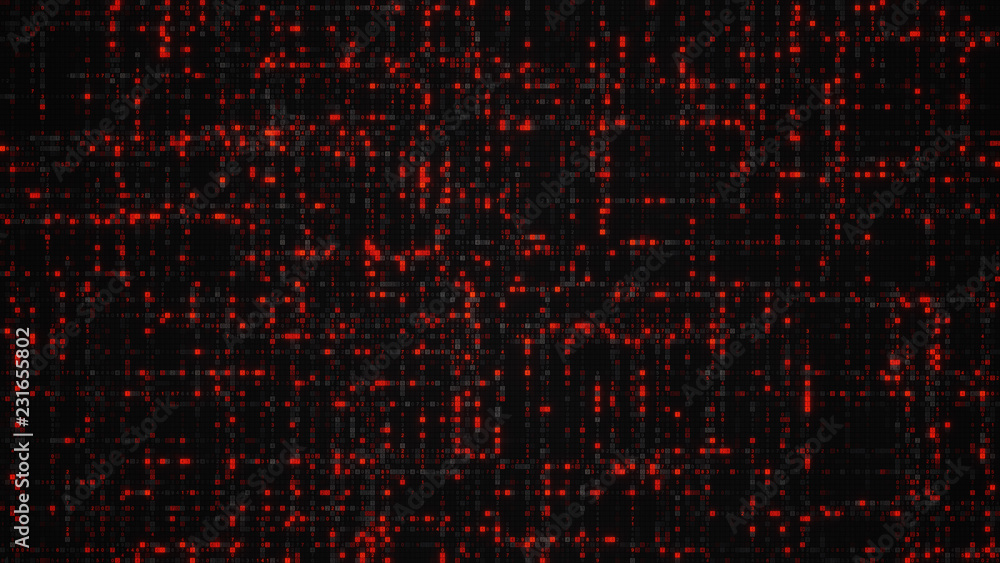 Poster big data of glowing red numbers digital code