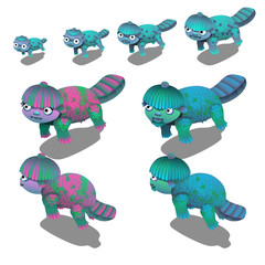 Set of fancy underwater animals isolated on white background. Vector illustration.