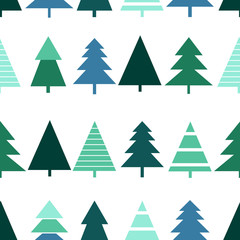 Seamless pattern with Christmas tree. Simple silhouette of tree. Art can be used for holiday packing, postcard, poster, background.