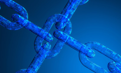 binary code chain 3d image