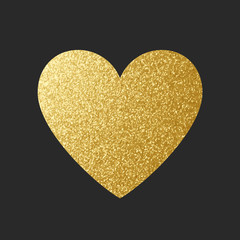 Gold Heart Icon. Vector Shape.