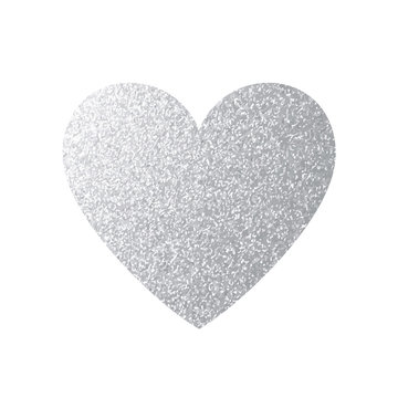 Silver Heart Icon. Vector Shape.