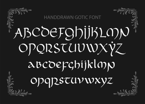 7311723 Decorative vintage magic styled letters. Vector script.