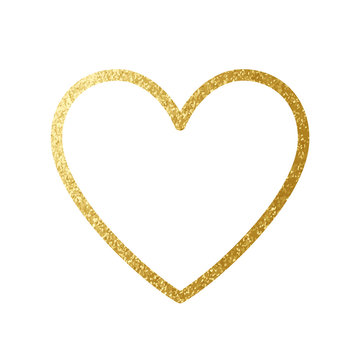 Gold Heart Icon. Vector Line.