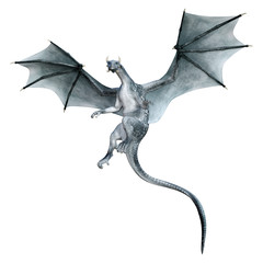 Naklejka premium 3D Rendering Fairy Tale Dragon na białym tle